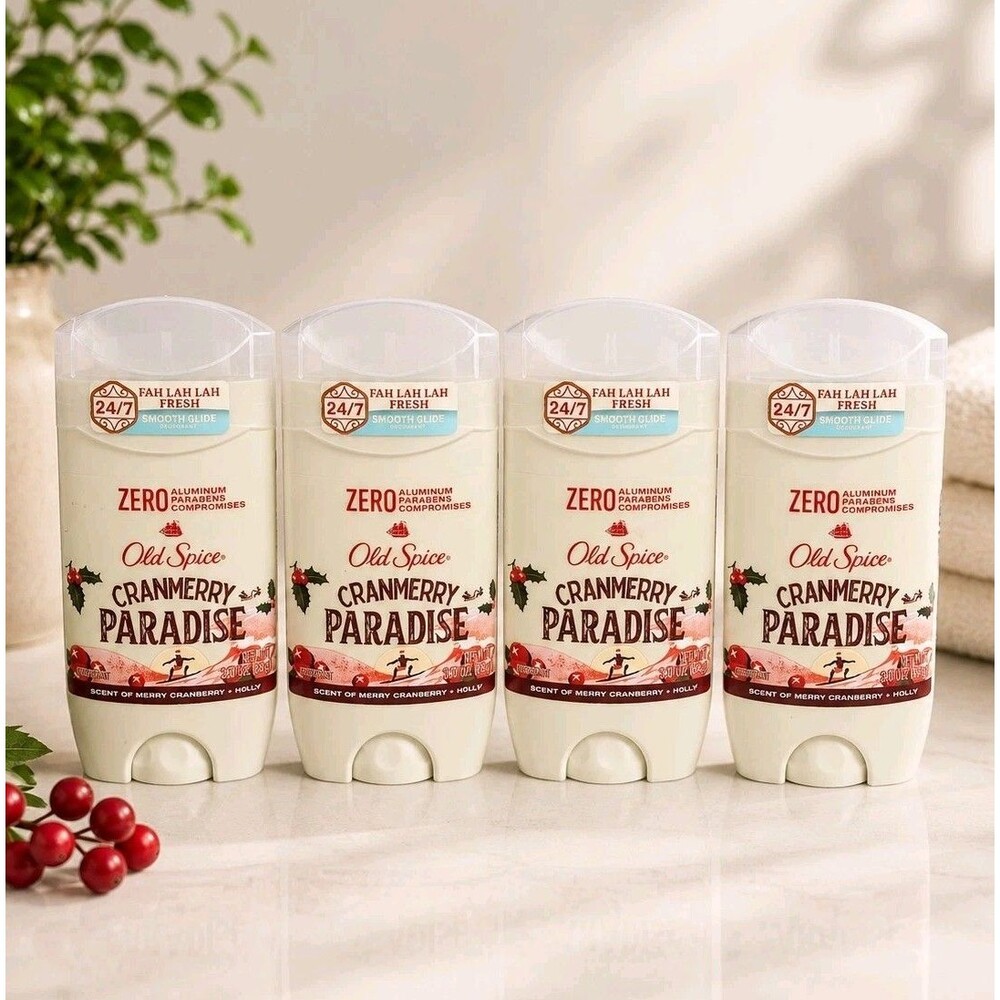4 Pack Old Spice Cranmerry Paradise Limited Edition Deodorant Holiday 3oz ea